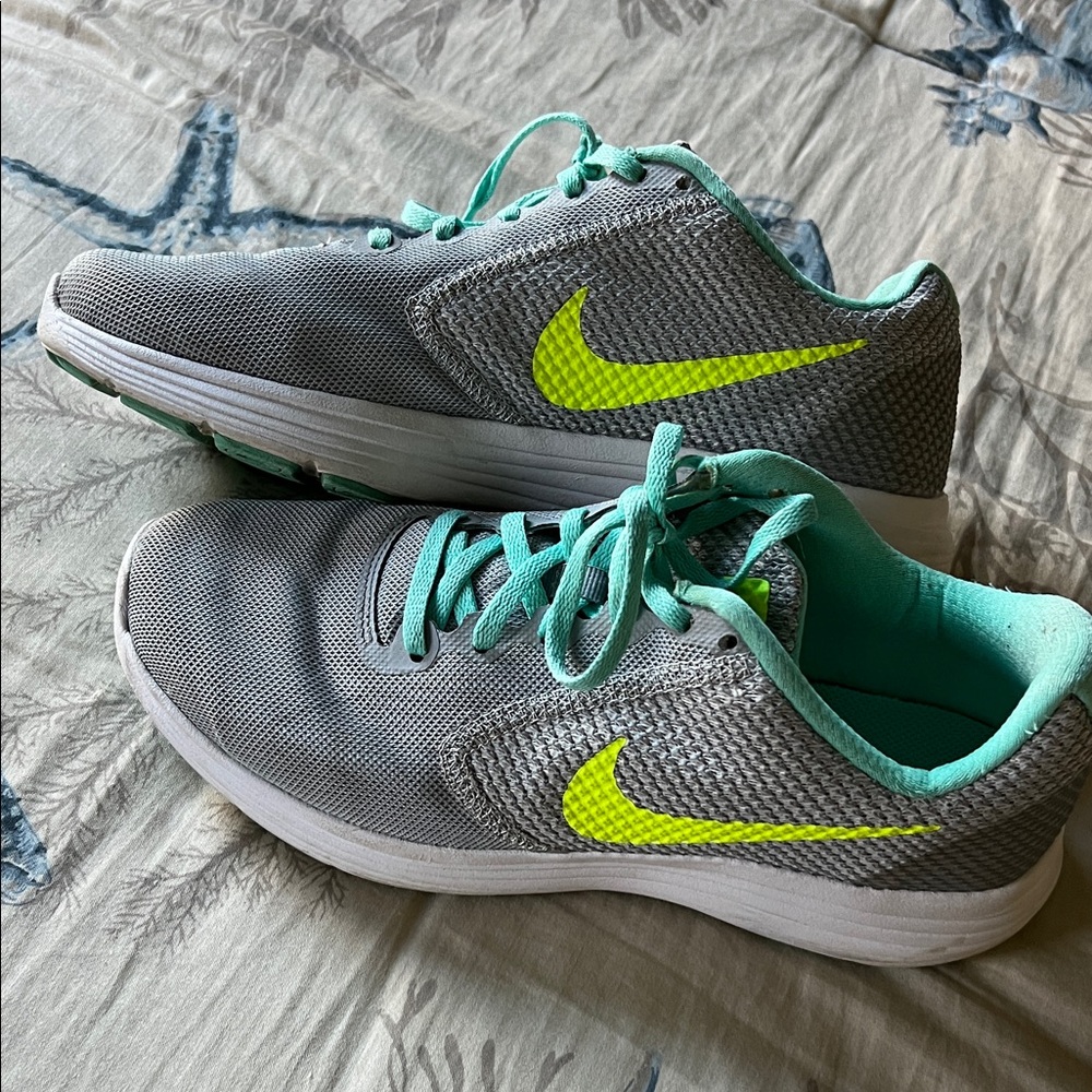 Nike Gray and Neon Green Sneakers